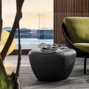 Juego de Mesa de Centro de FRP para Hotel o Villa, Diseño Creativo, Moderno y Sencillo, para Sala de Estar, en Fibra de Vidrio Negra, Decorativo y Duradero - Product Image 4