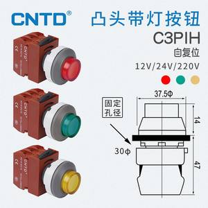 Interrupteur à bouton-poussoir à réinitialisation automatique CNTD Changde C3PIH, matériau en laiton, tête convexe, voyant lumineux, fonction étanche, montage 16 mm - Product Image 6