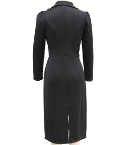 Robe moulante mi-longue à col revers et double boutonnage pour femme - Manches longues - Tendance - Product Image 6
