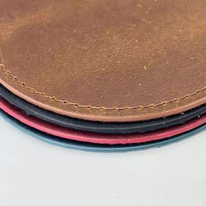 10cm Genuine Leather Reusable Coasters & Cup <b>Mats</b> for Coffee Home Office Kitchen <b>Bar</b> Tables-Classic Design - Product Image 3