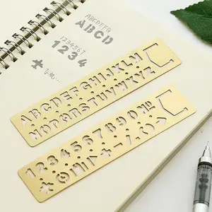 Maxery Creative Brass Hand Account Ruler Multifunctional Painting Graffiti Template Ruler Digital Hollow Letter Pattern Ruler