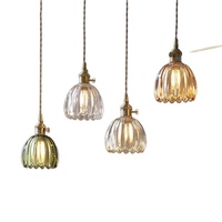 Lustre LED en verre doré à motif floral vintage, style nordique, blanc chaud, CRI 90, pour salle à manger, comptoir de bar, chevet, petit luminaire suspendu