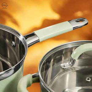 Juego de Utensilios de Cocina Clásicos con Revestimiento de Silicona, 10 Piezas, Color Verde Salvia, Interior de Acero Inoxidable, Tapa de Vidrio, 16 y 24 cm, Fácil de Limpiar, Ecológico - Product Image 5