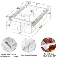 Organisateur de tiroir de réfrigérateur en plastique PET transparent avec séparateurs ajustables, design coulissant pour le rangement portable des produits frais et des œufs