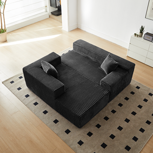 Canapé d'angle modulaire moderne en tissu flanelle Sherpa en forme de L, trois places, sans accoudoirs, avec coussins, pour appartement, villa, salon - Product Image 4