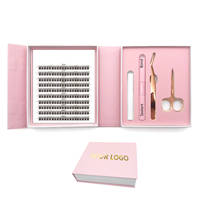 Kit DIY de cils en grappe faits main pour extension de cils à domicile, avec cheveux synthétiques, adhésif, dissolvant, pince à épiler, ciseaux, personnalisable avec marque privée