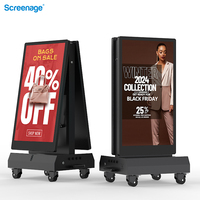 43 55 Inci IP66 Tahan Air Luar Ruangan 2000Nits Layar Sentuh LCD Digital Signage Bertenaga Baterai Portabel Poster Totem