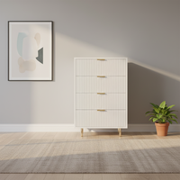 Commode haute à 4 tiroirs de style scandinave, vente en gros d'usine, couleur et taille personnalisables, mobilier de chambre à coucher