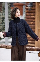 Manteau matelassé en jean, veste courte légère à motif losanges de style coréen chic pour femme