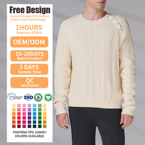 Custom GOTS Cotton High Quality Crew Neck Jumper Pullover Cable Knitted Top Casual Long Sleeve Winter <b>Sweater</b> Men - Product Image 2
