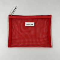 Pochette de voyage promotionnelle en nylon maillé de luxe avec fermeture éclair, étiquette en silicone pliable personnalisable multicolore pour cosmétiques de plage