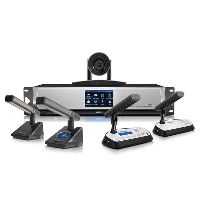All-in-One Audio Conference System with 128 Mic Support Video Tracking Voting Sign-In Speaking Features