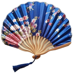 Wholesale Carved Dragon Folding <b>Bamboo</b> Fabric Hand Fans with Tassel-Eco-Friendly Wedding Favour Japanese Style - Product Image 5