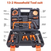 Kit d'outils manuels de base pour la maison et le bureau, 13 pièces, petit et compact, pour les réparations domestiques, dans une boîte à outils portable