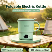 Bouilloire électrique portable pliable de grande capacité de qualité alimentaire pour l'extérieur, bouilloire de voyage intelligente en acier inoxydable