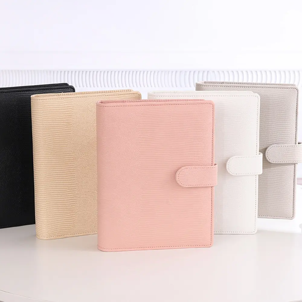 Hongbo A5 Lizard/Crocodile Leather 6 Ring Budget Planner Binder for Hobonichi Cousin、Stalogy、Midori MD Planners