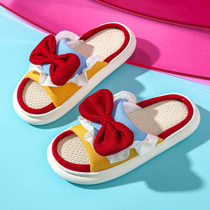 Pantofole di lino per le donne in fuga stile principessa silenziose antiscivolo simpatiche pantofole - Product Image 2