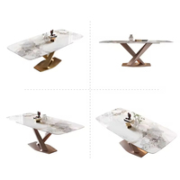 Ensemble de table à manger de luxe 6-8 places, plateau en pierre frittée, mobilier chinois, cuisine, salle à manger, matériau en marbre