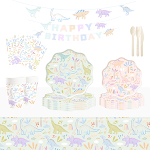 DAMAI Dinasuar Kids Birthday Party Supplies Pink Blue Dinasuars Elements Plate <b>Disposable</b> <b>Tableware</b> Paper Napkins Cups Plates - Product Image 4