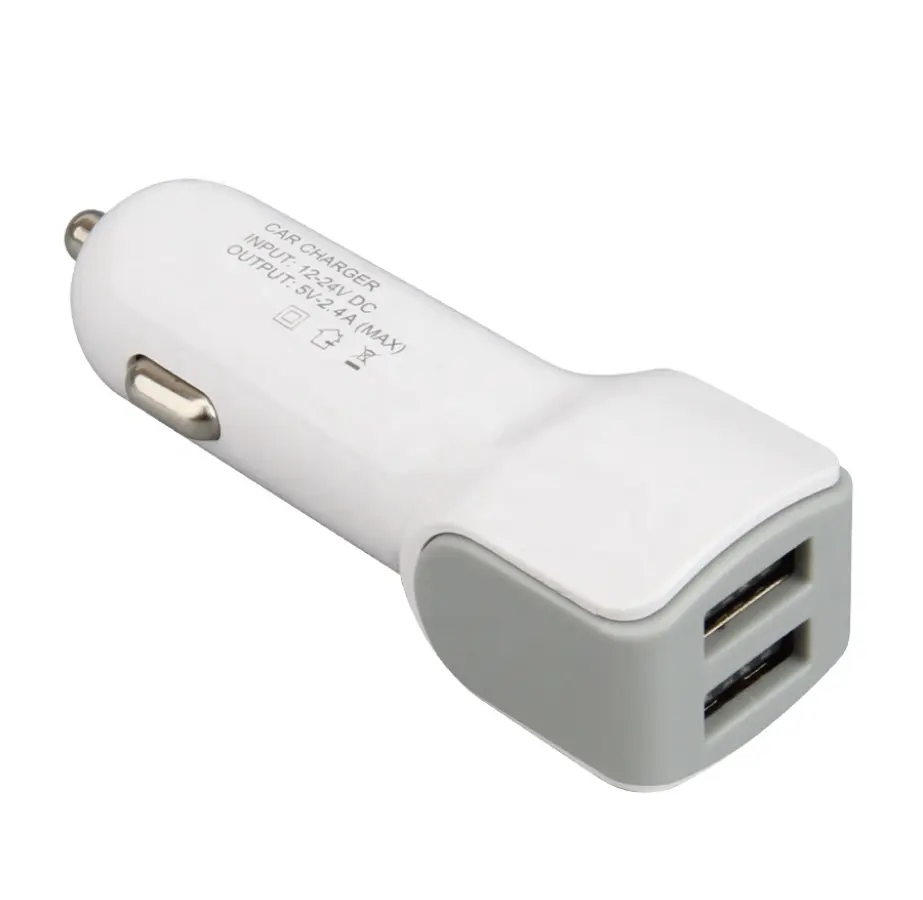 Mini Portable Car USB Charger 5V 2.4A Mobile Phone Dual USB Car Charger 2 Port Power Adapter for iPhone Huawei Samsung LG