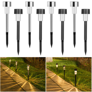 Mini Lámpara Solar de Tubo de Acero Inoxidable, LED Blanco Cálido, Impermeable, para Jardín, Césped y Caminos Exteriores - Product Image 2
