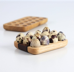 Plateau en bois à 12 emplacements pour œufs de caille, bicolore, pour présentation sur table, commande en gros, prix abordable - Product Image 1