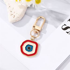 New Wholesale Irregular Turkish Eye Keychain Gold Enamel Good Luck Blue Heart Evil Eyes Keychain for Women <b>Bag</b> Purse Pendant - Product Image 6