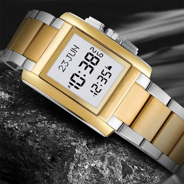 2026 Azhan Prayer Watch Men's Rectangular Alloy Watch Waterproof Worship Direction Watch Qibla