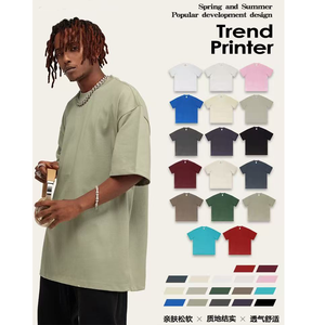 Camiseta de algodón grueso de 425 g/m² para hombre, cuello redondo, unisex, corte holgado, lisa, de peso pesado, al por mayor - Product Image 5