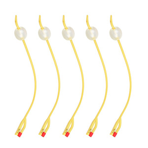 สายสวน <span class=keywords><strong>Tiemann</strong></span> Foley ผลิตจากน้ํายาง เคลือบซิลิโคน/มีรหัสสีสําหรับระบุขนาด/มีวาล์วแข็งและนุ่ม,