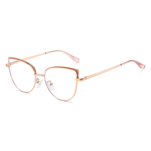 Thời trang kim loại của phụ nữ thiết kế cổ điển <span class=keywords><strong>Cat</strong></span> <span class=keywords><strong>Eye</strong></span> Eyewear chống ánh sáng màu xanh cận thị kính quang học khung biểu tượng tùy chỉnh kính - Product Image 2