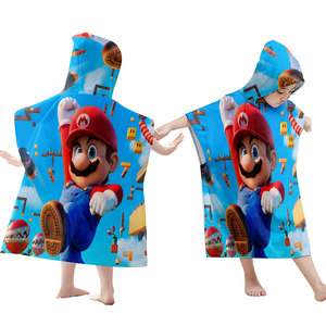 Peignoirs de <span class=keywords><strong>surf</strong></span> personnalisés pour filles et garçons, serviettes de piscine pour enfants, ponchos à séchage rapide en microfibre douce, serviettes de plage à capuche pour enfants avec dessins animés Mario - Product Image 2