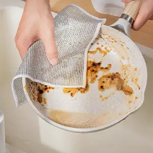 Высококачественные бытовые салфетки для мытья посуды из серебристой проволоки без царапин, тряпки для мытья посуды