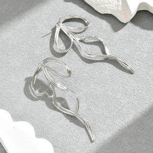 Sweet Korean Style Bowknot Drop Earrings Zinc Alloy Stainless Steel Studs Mori Girl College Fashion Jewelry EH4888 - Product Image 2