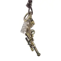 Ожерелье-пистолет ретро-стиля из кожи с винтажной веревочной цепочкой