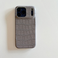 Étui de téléphone portable en cuir de style européen et américain, couleur unie, motif crocodile, pour iPhone