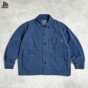 OEM Vintage Cotton Twill <strong>Chore</strong> <strong>Jacket</strong> for Men French Workwear with Button Decoration Breathable Plus Size for Autumn Season - Product Image 1