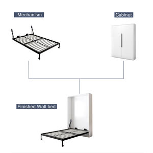 Ripiegamento del doppio letto a parete manuale Full Size verticale completo Murphy combinato con Kit Hardware per letto a parete e armadietto in legno - Product Image 6