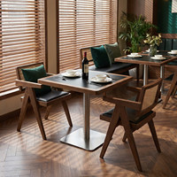 Ensemble de table à manger personnalisable en acier inoxydable et bois massif de style rétro pour restaurant japonais, usage commercial, pub, réunion