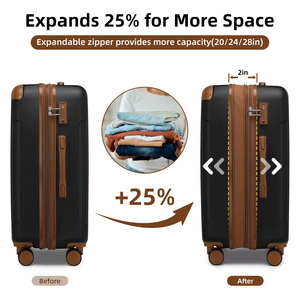 Set di Valigie 6 Pezzi Nero e Marrone con Ruote Girevoli - Trolley Leggeri in ABS Rigido per <span class=keywords><strong>Viaggi</strong></span> e Affari - Product Image 2