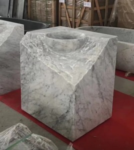 <span class=keywords><strong>Lavabo</strong></span> de baño de mármol travertino <span class=keywords><strong>Beige</strong></span> de diseño moderno, lavabos independientes para el hogar del hotel con pedestal cilíndrico y escurridor - Product Image 6