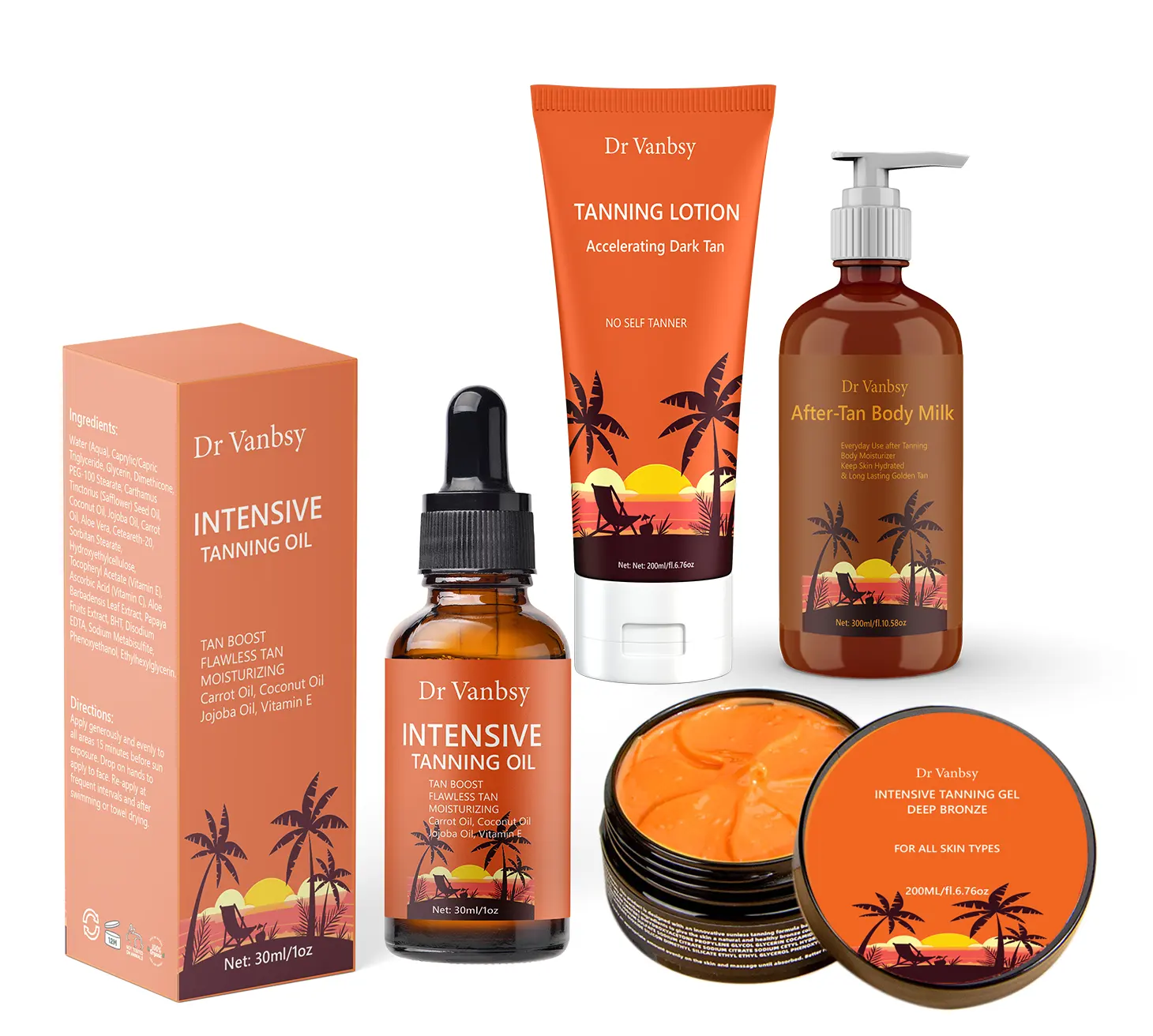 200ml OEM venta al por mayor espuma de bronceado Tan Spray sin sol personalizado conjunto de bronceado aceite Spray autobronceador crema loción protector solar gotas