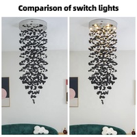 Personnalisé Moderne Grand Verre Noir Pierre LED Lustre Plafond Suspension Luminaires pour Escalier Villa Hôtel Lobby
