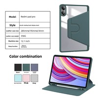 Vente en gros d'étuis rotatifs à 360 degrés pour Redmi Pad Pro 12,1 pouces, housse de tablette antichoc avec support pour stylet et coque en acrylique transparente