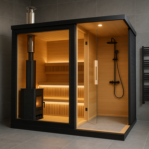 Baño de Vapor Combinado con Habitaciones Exteriores, Jacuzzis, Cámara Oculta, Masaje, Sauna para 2 Personas, Accesorios para Patio Trasero - Product Image 1