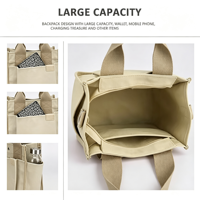 Sac fourre-tout en toile OEM de petite taille avec fermeture éclair, sac à bandoulière multi-poches en toile, sac à main à poignée supérieure