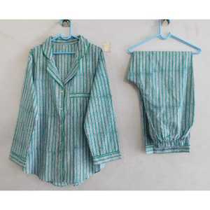 100% Cotton Pajama Set Floral Print Long Sleeve Button Shirt and <b>Pants</b> Comfortable Soft Summer Nightwear Sleepwear Set - Product Image 2