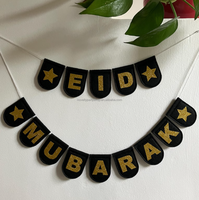 Nouveauté paillettes d'or sur ivoire ou noir feutre guirlande Eid Mubarak décoration tenture murale décor fer de lance pétoncle feutre drapeaux