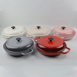 Batterie de cuisine 4 pièces en <span class=keywords><strong>fonte</strong></span> émaillée antiadhésive, comprenant une poêle et une casserole, en promotion - Product Image 1