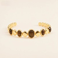 Pulsera de Turquesa con Baño de Oro de 24K y Acero Inoxidable 316, Joyería Bohemia de Moda para Mujer, Regalo para Diario, Fiesta o Aniversario